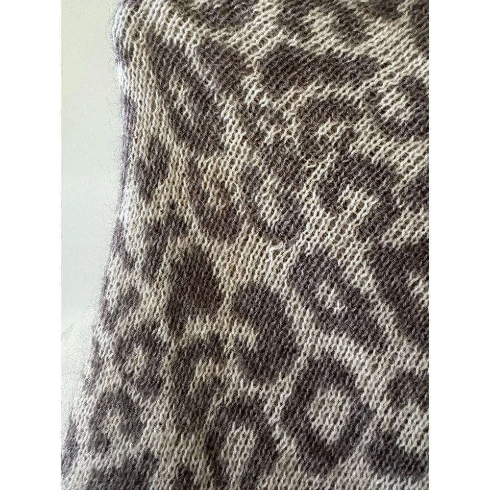 Nardi & Tagliaferri Italy Mohair Wool Leopard Print Knit Poncho Tan Brown OSFA